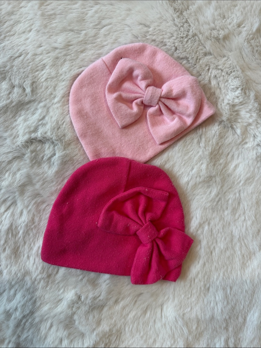 Girls Pink & Red Bow Knit Hat Set